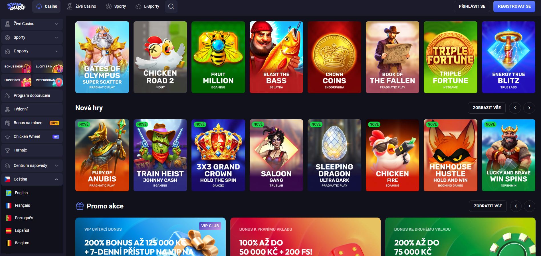 SpinAura - Moderní casino SpinAura s atmosférou naplněnou štěstím